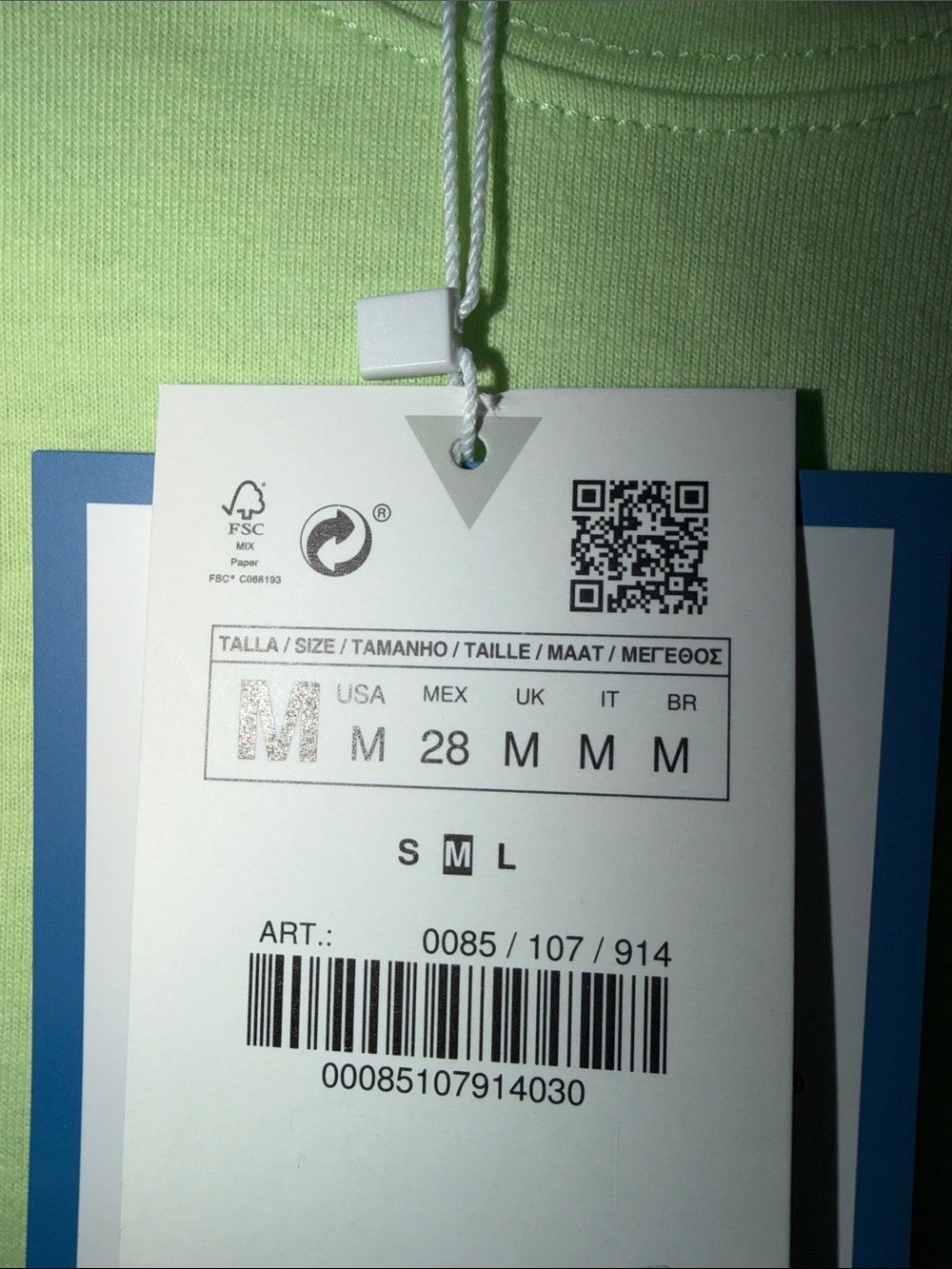 Zara X Fruit of the Loom Men’s Crewneck T-Shirt - Light Lime - Picture 2 of 6